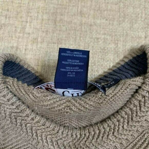 Chaps Ralph Lauren tan knit sz l Polo crew neck sweater long sleeve - Picture 5 of 11